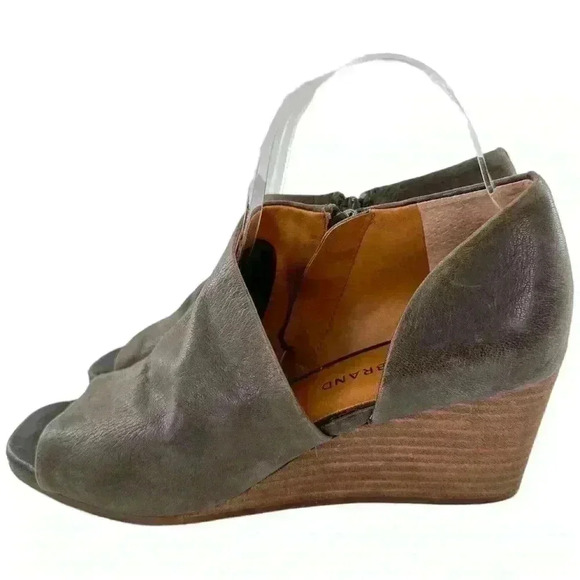 Lucky brand womens ankle booties size 38.5 gray leather dorsay wedge boots - Picture 4 of 11